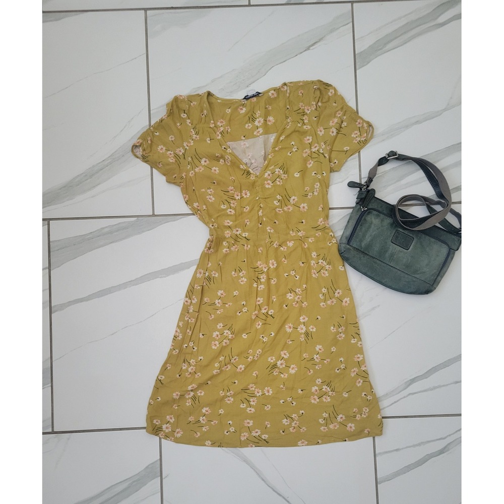 Vintage y2k American Eagle Mustard Floral Sundress size xs